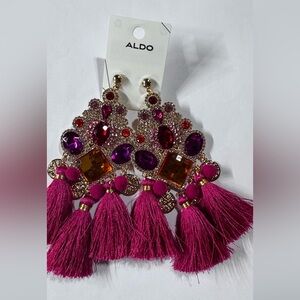 Aldo Fuchsia and Gold Tassel Earrings